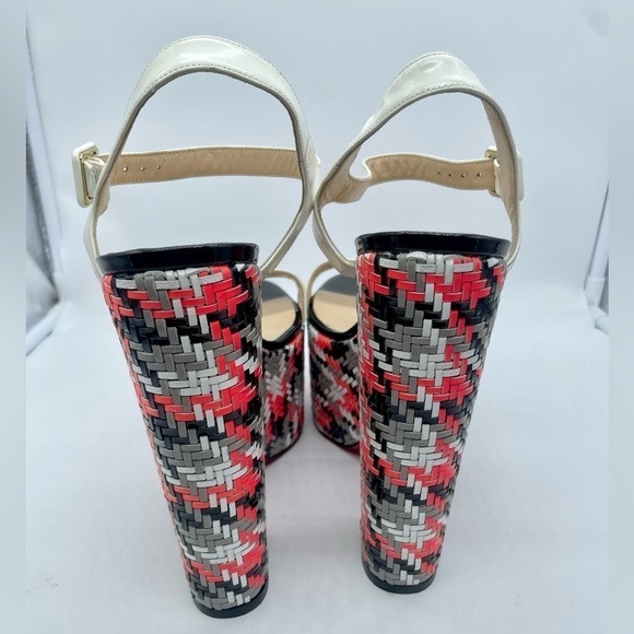 Christian Louboutin Rare bella platform sandal white leather strappy tweed 41 - Picture 7 of 12